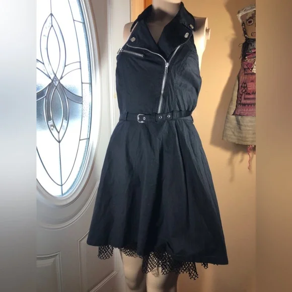 Royal Bones Black Moto Dress By Daang Goodman Size S - Picture 2 of 8